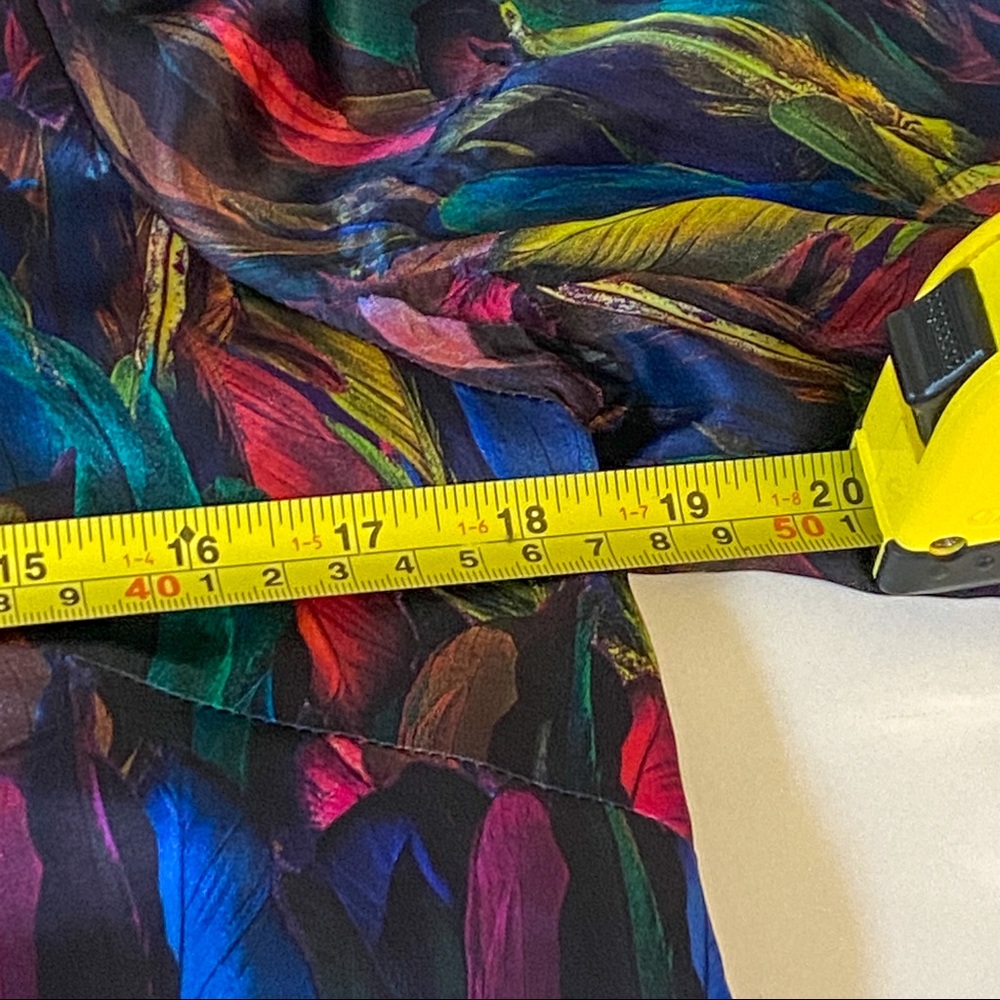 Milly New York Silk Ruffle Front Feather Motif Dress EUC Size 4 - Picture 10 of 14